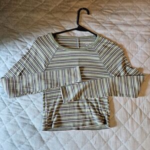 (3 For $15) Arizona Jean Company Olive Green Striped Ribbed Crop Top